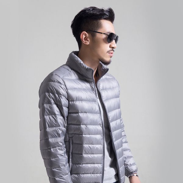 

2020 brand new winter men's jackets lightweight down overcoat for male standing collar coat outer wear clothing garment, Black