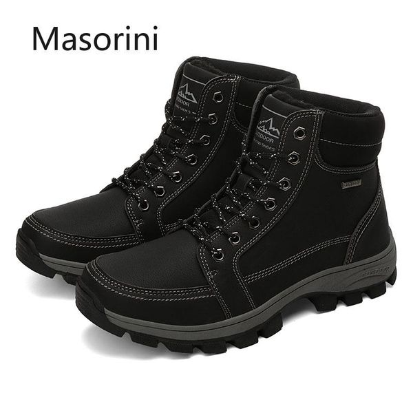 

plus size 39-45 fashion trend warm winter men boots snow boots men work shoes army ankle for botas, Black