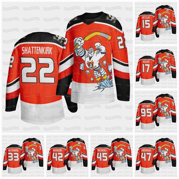 

anaheim ducks 2021 четвертый ретро шаттенкирк джерси райан кеслер getzlaf джон гибсон fowler rakell jakob silfverberg henrique, Black;red