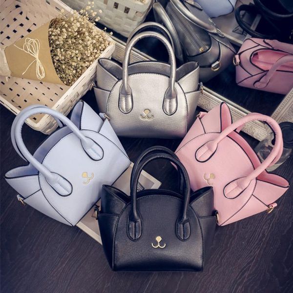 

fashion lady solid color cat toothpick pattern shoulder bag cartoon pu leather bag handbag messenger small square y413