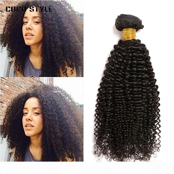 

peruvian kinky curly weave human hair bundles afro human hair extensions natural color non remy hair weave, Black