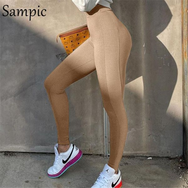 

sampic y2k korean style women skinny high waisted biker knitted khaki black sweat pants 2021 joggers women casual sport trousers, Black;white