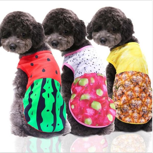 Primavera Estate Pet Dog Vest T-shirt Carino anguria granchio stampato camicia per cani vestiti per animali domestici per cani gatti cuccioli vestiti senza maniche