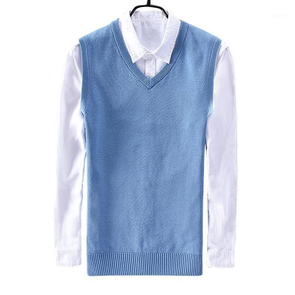 

suehaiwe's brand 2018 autumn and winter men's cotton sweaters vest business casual v-neck slim vest sweater men sleeveless trui1, White;black