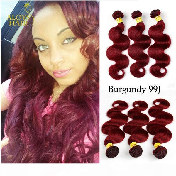 

burgundy brazilian body wave virgin human hair weave bundles wine red 99j peruvian malaysian indian cambodian hair extensions double wefts, Black