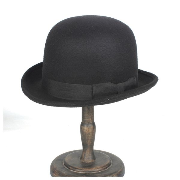 

women men black wool bowler hat er hats fedora magician billycock groom hat size 57-58cm t200508, Blue;gray