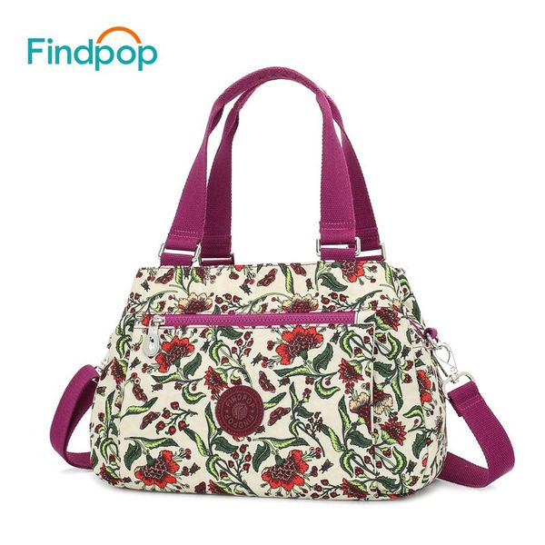 

findpop floral printing shoulder bags 2020 large capacity shell crossbody bag for women fashion waterproof nylon crossbody bags