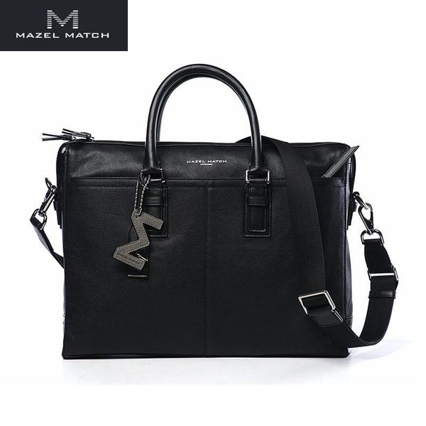 

briefcases fashion brand genuine leather zipper closure businessmen's large lapbriefcase first layer cow skin male handle handbag