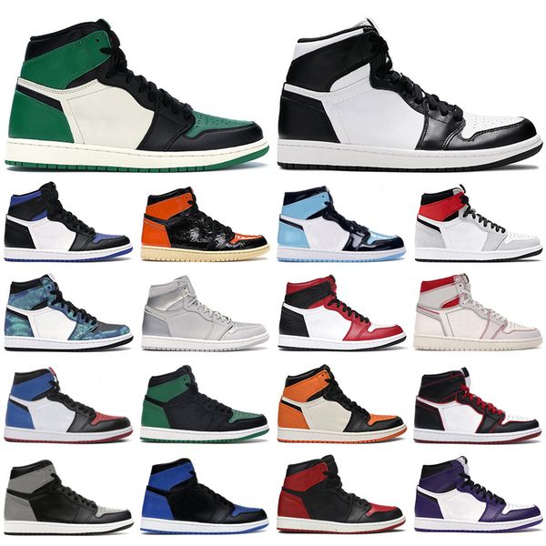 

new mens women basketball shoes jumpman 1s high og 1 obsidian cactus jack black white tie dye turbo nakeskin sneakers