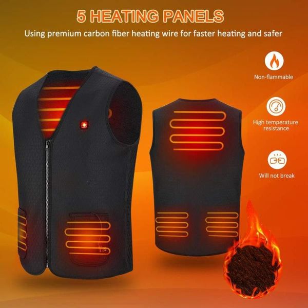 

winter men smart heated vest usb infrared electric heating vest women outdoor flexible thermal winter warm jacket, Black;white