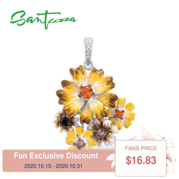 

santuzza silver pendants for women authentic 925 sterling silver shine yellow nano cubic zirconia glamorous fine jewelry q1116
