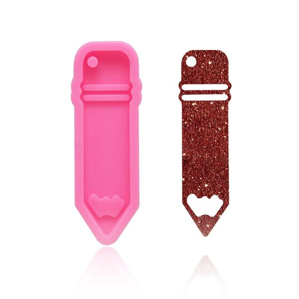 Pencil Key Chain Silicone Mould Clay Candy Chocolate Pendant Mold Resin DIY Mirror Surface Cake Baking Tool Keyring New Arrival 2ck G2