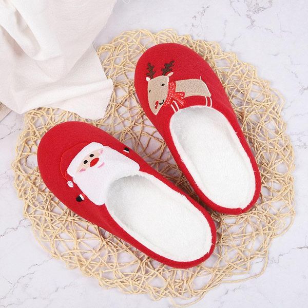 

women christmas winter slippers female warm short plush home shoes ladies non-slip cotton slippers woman fashion flats footwear, Black