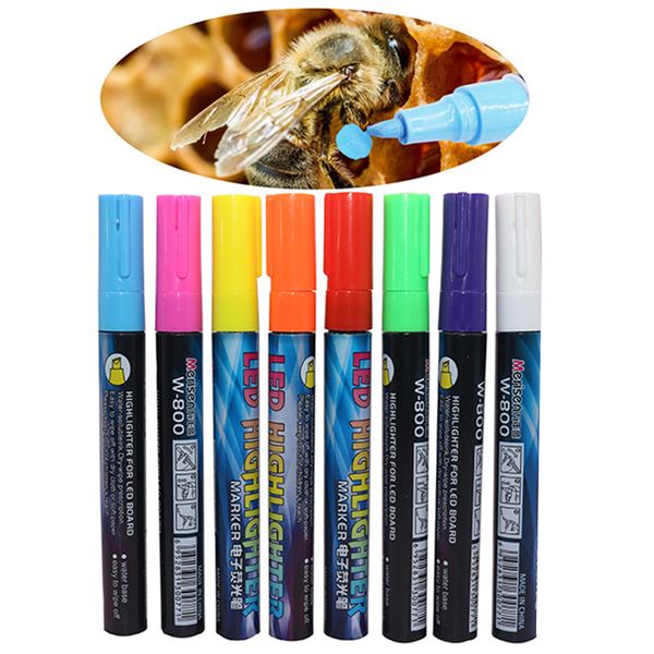

led highlighter marks pen queen bee marker pen 135mm*4mm 8 colors optional bevel nib paintbrush beekeeping tools, Black;red