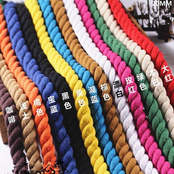

20mm manual excipients three strands of colored thick rope,twisting rope tie tree rope pure cotton decor design thick1, Black;white