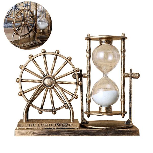 Старинные декоративные объекты Ferris колесо колеса песочные часы красивые настольные часы изысканные песчаные стекла стакан Antique Quicksand Street лампы ручка Держатель