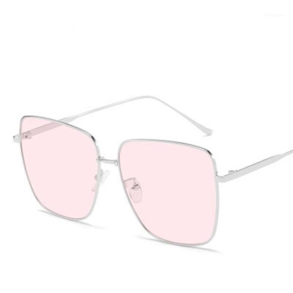 

trendy fashion large frame sunglasses women 2020 brand designer retro metal frame sun glasses female green shade eyewear uv4001, White;black