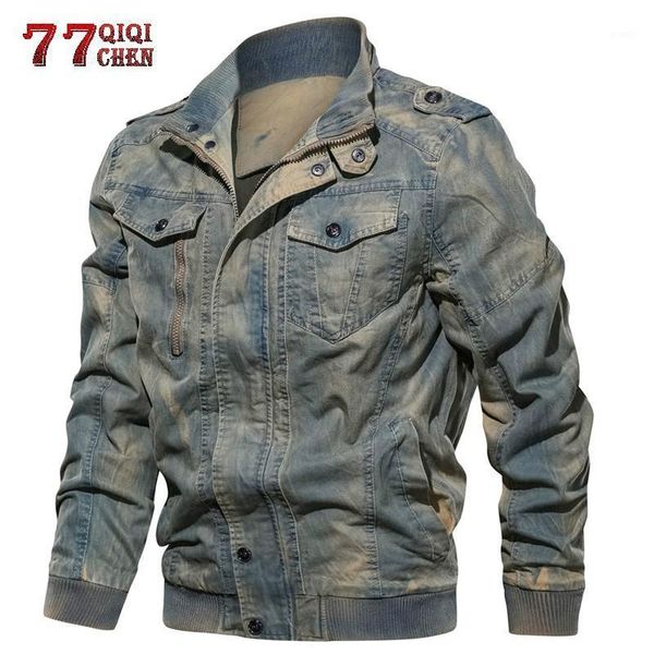 

new 2021 tactical jackets men plus size 6xl army cargo denim jeans jackets coats jaqueta masculina solid bomber coat1, Black;brown