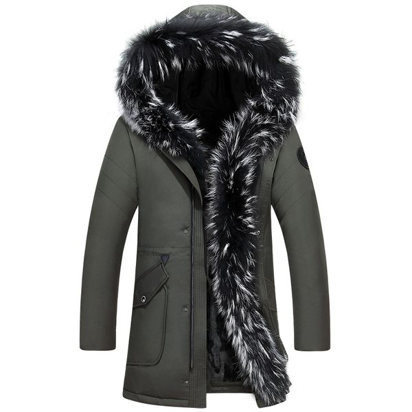 

raccoon winter new collared boy coat park long section thick more male/female jacket size 5xl ssai, Black