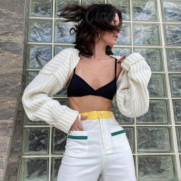 

women's knits & tees women autumn knitted cardigan casual style solid color long sleeve open-front sweater coat 2021 fashion cozy soft, White