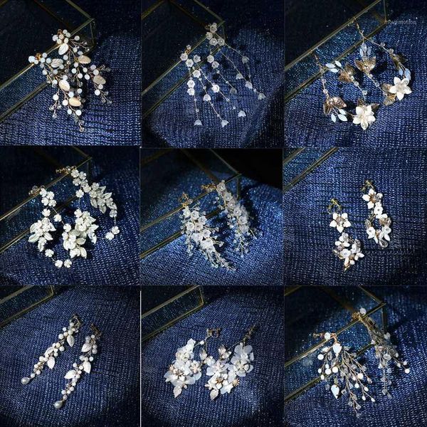 

charming bridal drop earrings gold color wedding accessories jewelry handmade pearls crystal women earrings1, Silver