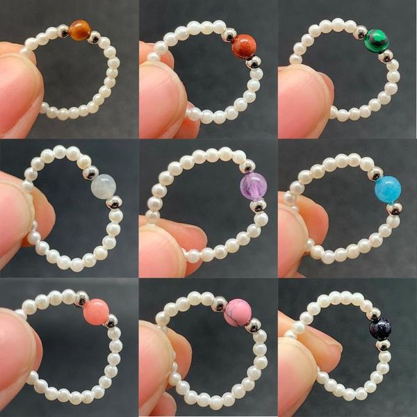 

freshwater peal beads rings for women handmade adjustable natural stone chrismas gift rings halloween party gift for girls, Golden;silver