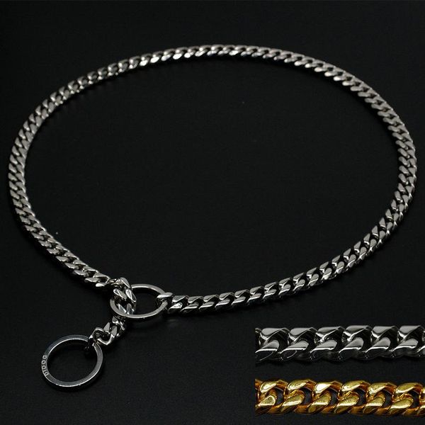 

stainless steel dog training choke collar metal slip chain with m link for pitbull bulldog with gift jlltqk