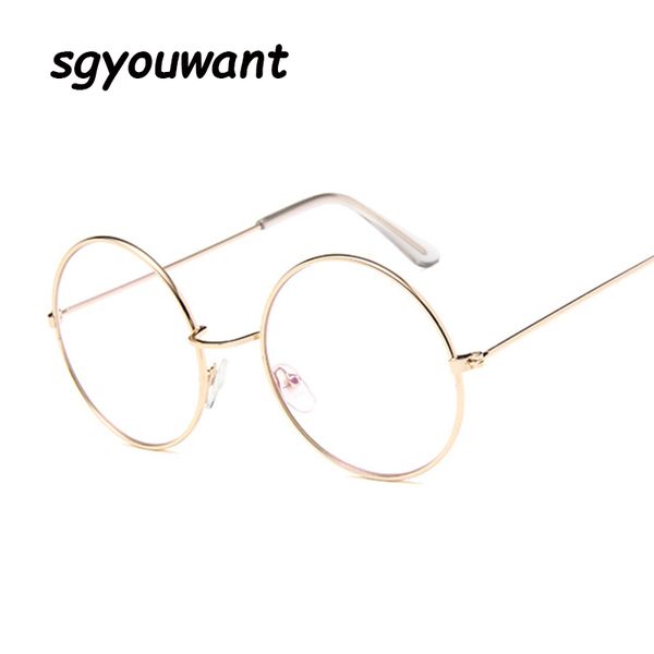 

fashion round vintage frame sunglasses women lunette metal clear lens optical transparent glasses female mirror plain