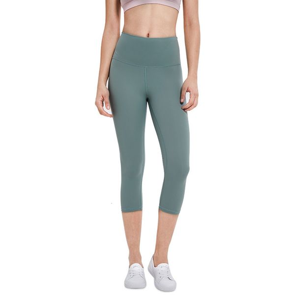 

single naked the grinding same double-sided sense capris exercise fitns quick drying elastic tight high waist yoga pants, Gray