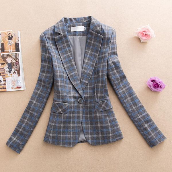 

plus size blazer women suit plaid spring autumn new slim casual retro temperament women jacket coat large size1, White;black