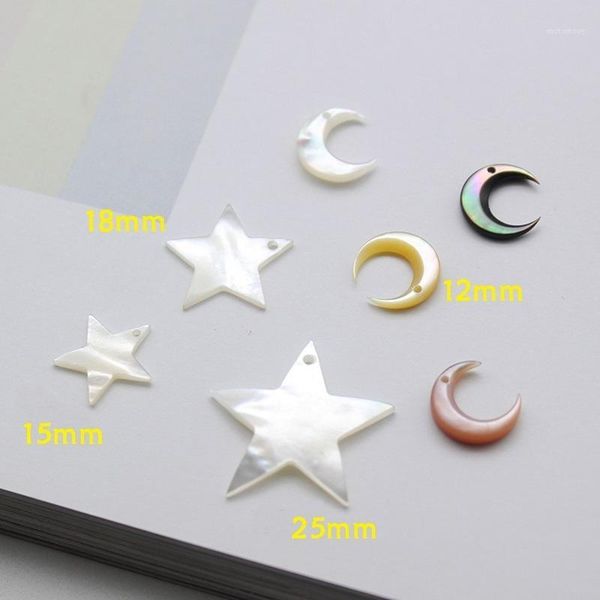 

charms 5pcs / bag natural white butterfly shell pendant pentagram star moon shape jewelry making diy necklace earrings accessories1, Bronze;silver