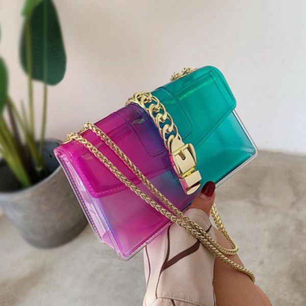 

clear transparent pvc messenger bag women brand mini jelly shoulder bag fashion gradient crossbody bags small candy flap bags