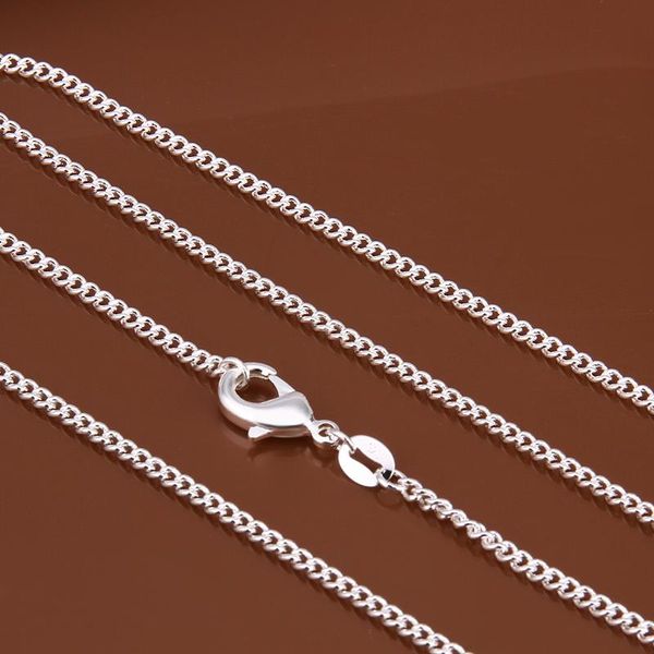 

women's 2mm side chain 925 stamped silver plated 16"18"20"22"24" short long fit charms necklaces gift bag