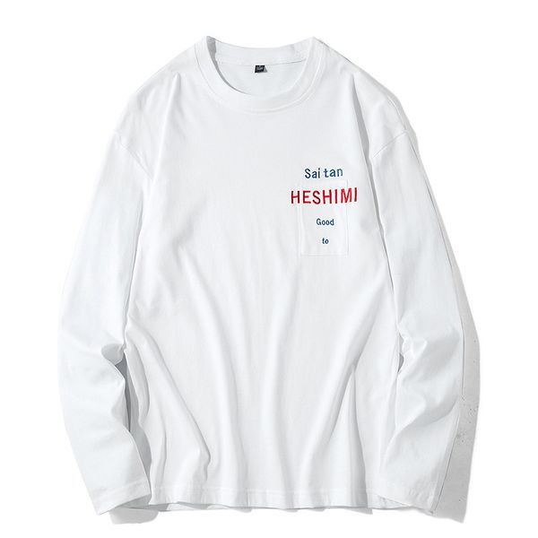 

2021 autumn new cat t in long sleeves shirt torn from men's neck pure t-shirt men of full k85 quality 8arr, White;black