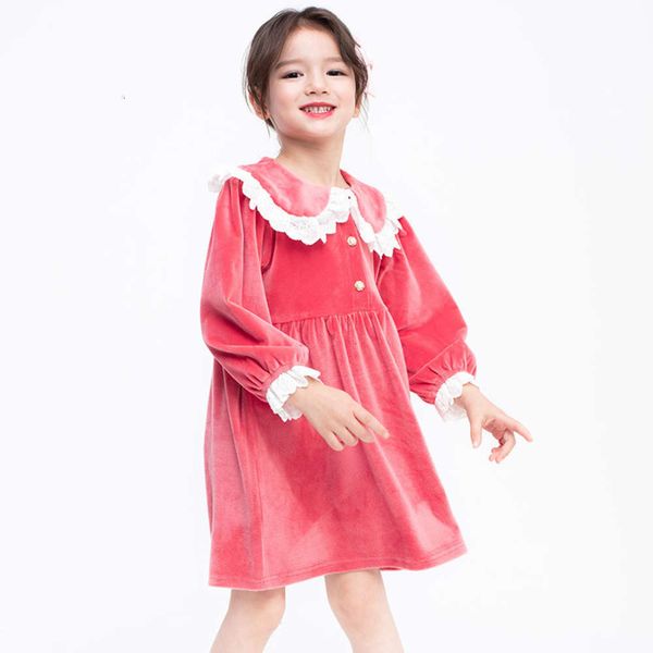 

collar 2021 spring new veet baby girl's drs children's lace skirt, Red;yellow