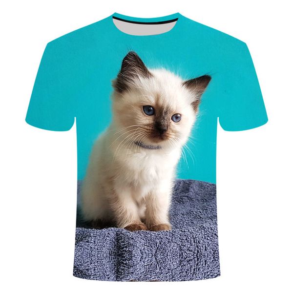 

cat summer white cat 3d print shirts humor hippie kawaii men clothing