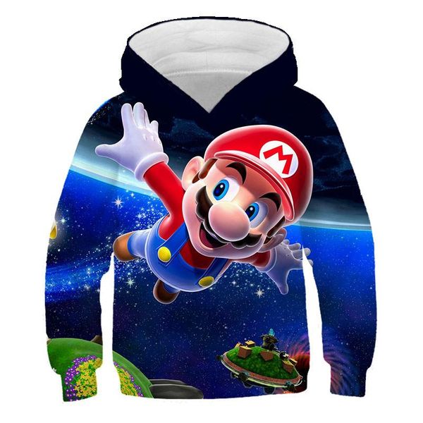

3d super mario bros hoodie детская мода повседневная мальчики девочки толстовки топы детский пуловер спортивная tops подарок для детей, Black