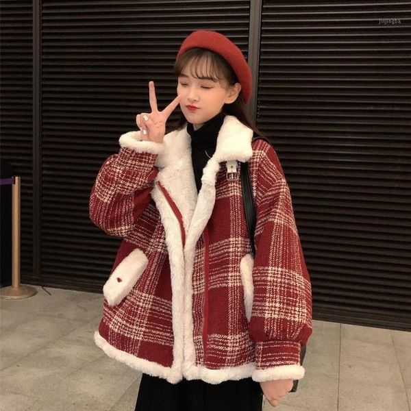 

woolens coat womens clothing 2020new autumn winter korean fashion loose all-match casual thicken woolen cloth jacket female a3211, Black