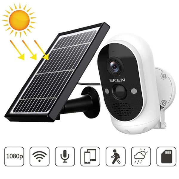 eken astro lite solar powered ip65 waterproof 1080p wireless security...