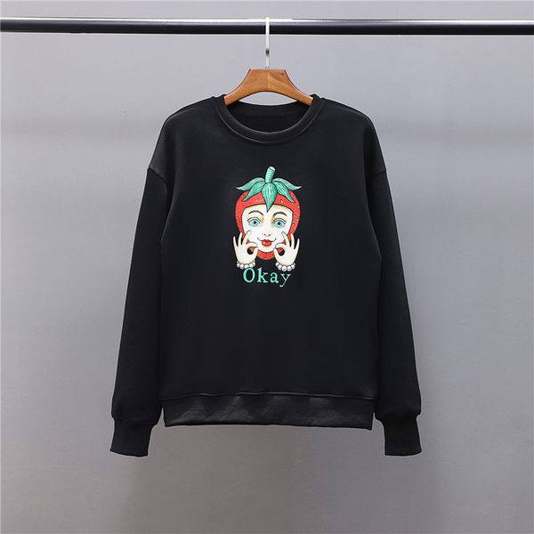 

mens fashion hoodie men women autumn winter retro long sleeve sweatshirt 20ss mens vintage breathable okay comfortable pullover hooded coat, Black