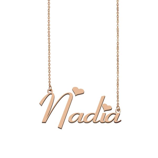 

nadia name necklace custom nameplate pendant for women girls birthday gift kids friends jewelry 18k gold plated stainless steel, Silver