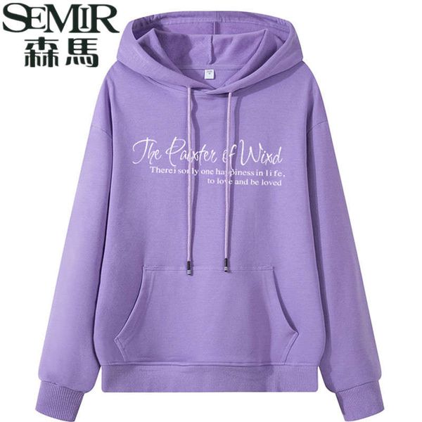 

samma hooded women's pure cotton hoodie simple fall / winter 2020 new loose casual plush sweater, Black