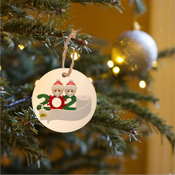 

2020 quarantine christmas ornaments decorations christmas tree hanging pendant family of 2 3 4 5 santa claus with mask sea shipping iia629