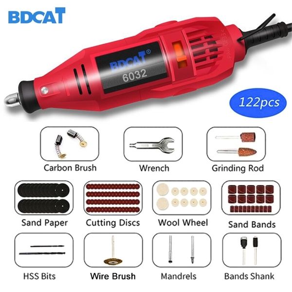 BDCAT 180W Mini Truber Ручной буровой Электрические инструменты Электрический Миниллирующий Полировочный Станок с Поворотным инструментом Dremel Аксессуары Комплект Комплект 201225