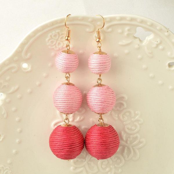 

dangle & chandelier 2021 arrival bon thread wrapped three crispin ball drop earrings for women pom long lovers gifts1, Silver