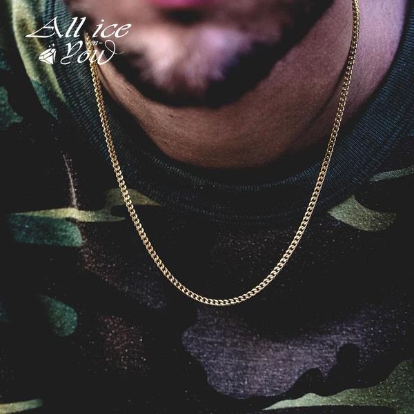 

ailliceonyou 3mm maiami hip hop rapper's gold stainless steel rope link cuban chain franco necklace jewelry for men and women, Silver