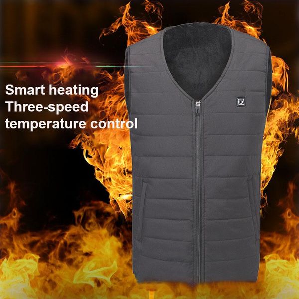 

outdoor t-shirts fleece liner heated vest men women usb electric sleeveless jacket thermal heating waistcoat winter hiking, Gray;blue