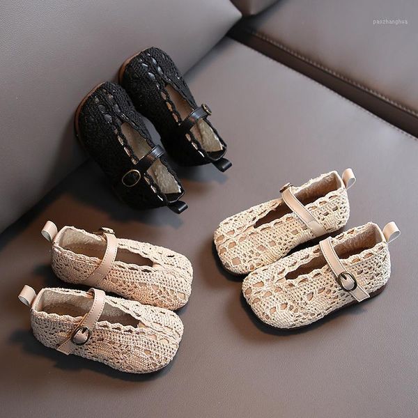 

athletic & outdoor girls' sandals spring and summer 2021 fashion korean children's woven pierced princess baby toddler shoes 0-2 -, Black