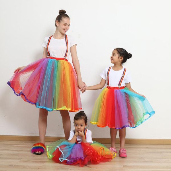 

rainbow ballet tutu dance skirt for halloween costume carnival outfits ballerina dance wear stage costumes jl1767, Black;red