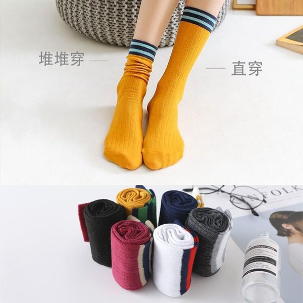 

socks & hosiery cute japanese striped ins long tube korea halajuku hip-hop street skate knee cotton winter, Black;white